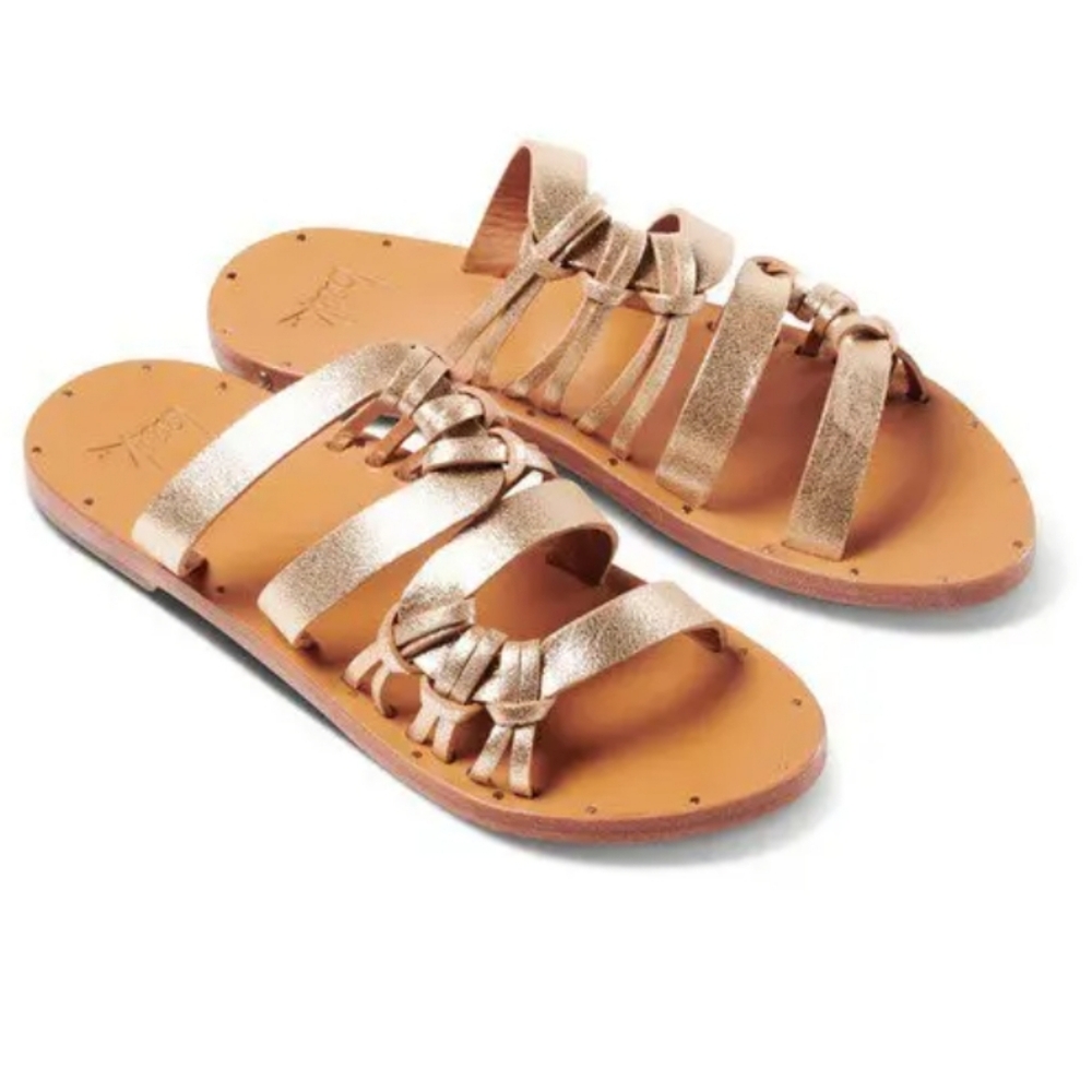 BEEK sandals Blackbird gold color women's size 9 leather strappy style